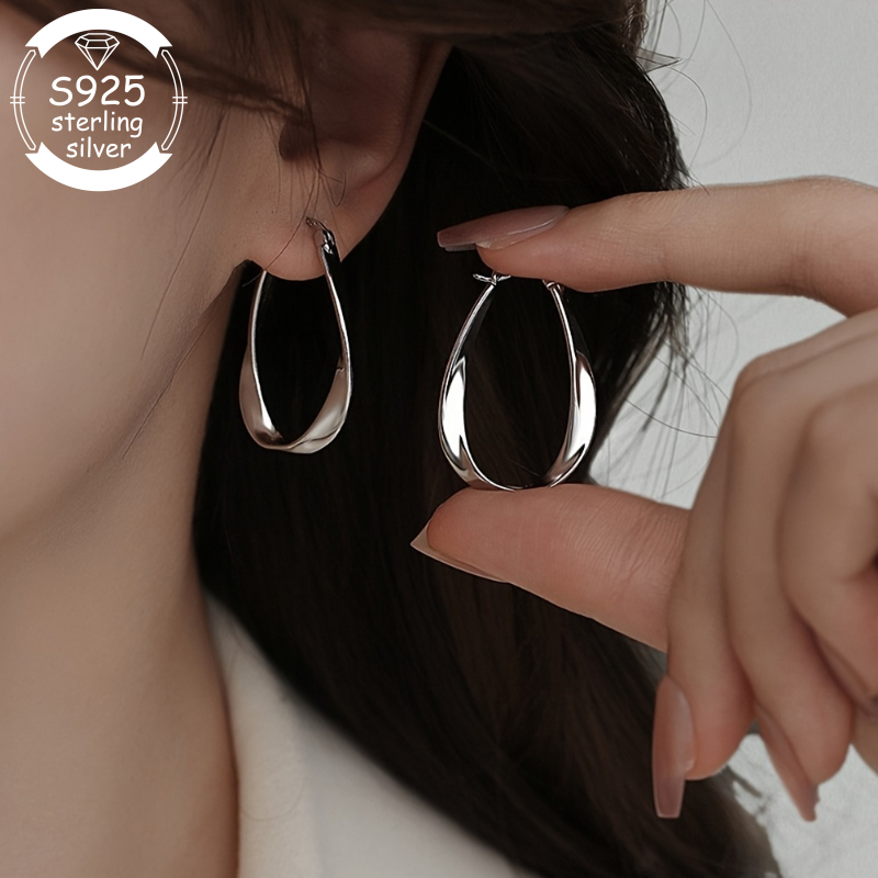 S925 Silvery Mobius Earrings — Gift for Girlfriend